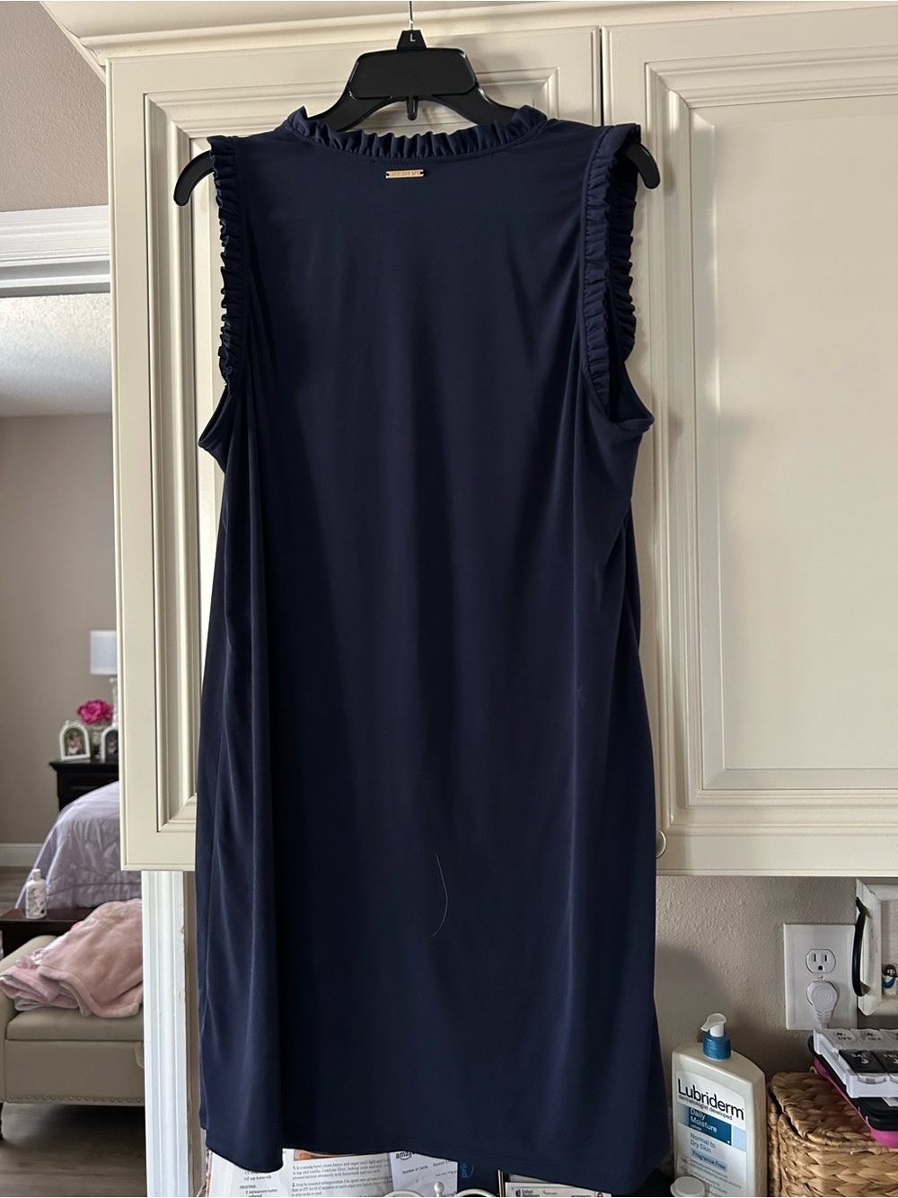 Michael Kors Navy V-Neck Sleeveless Dress with Ruffle Detail - Picture 4 of 6